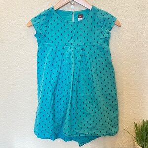 Tea collection teal and blue polka dot dress cap sleeve size 7